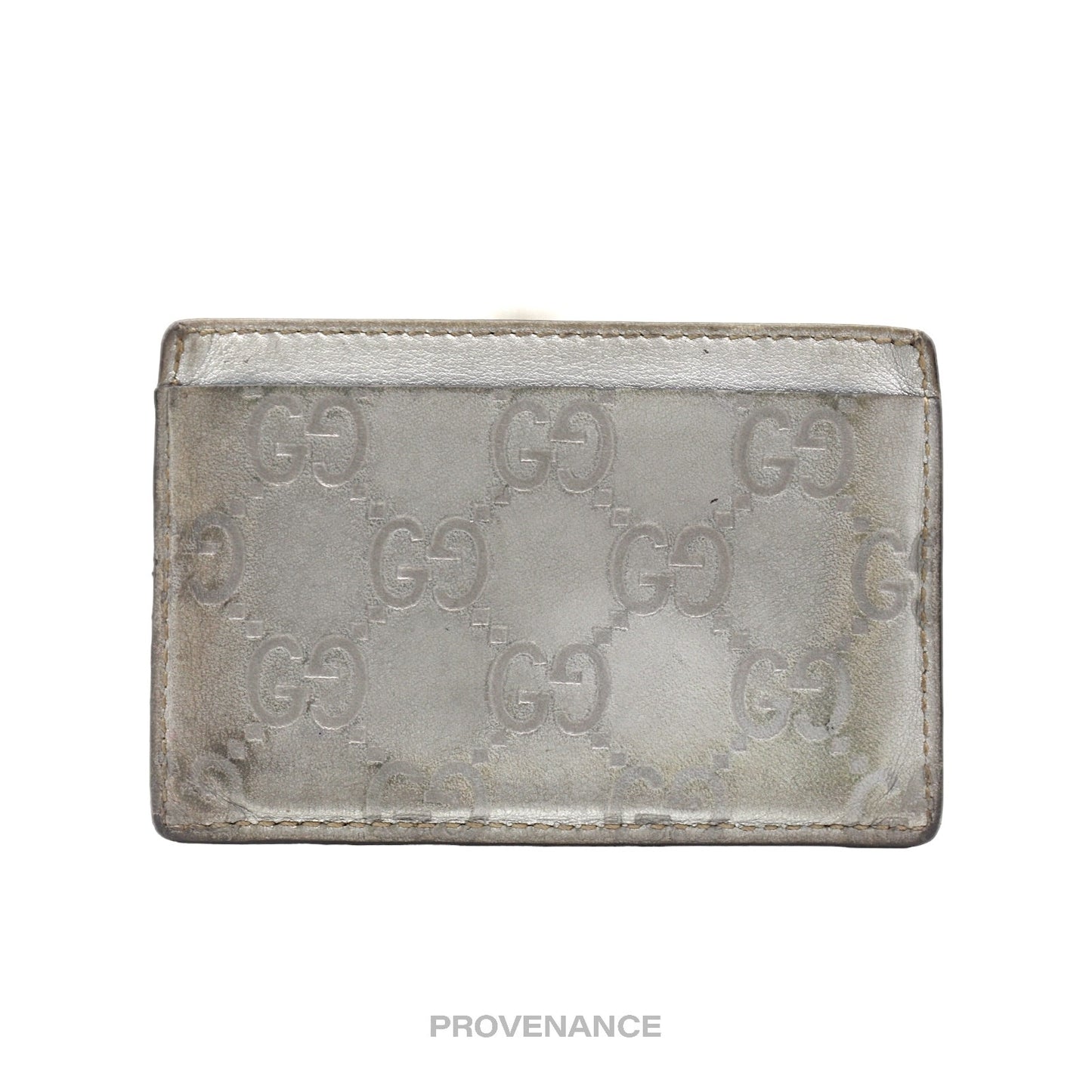 🔴 Gucci Card Holder - Metallic GG Guccissima Leather