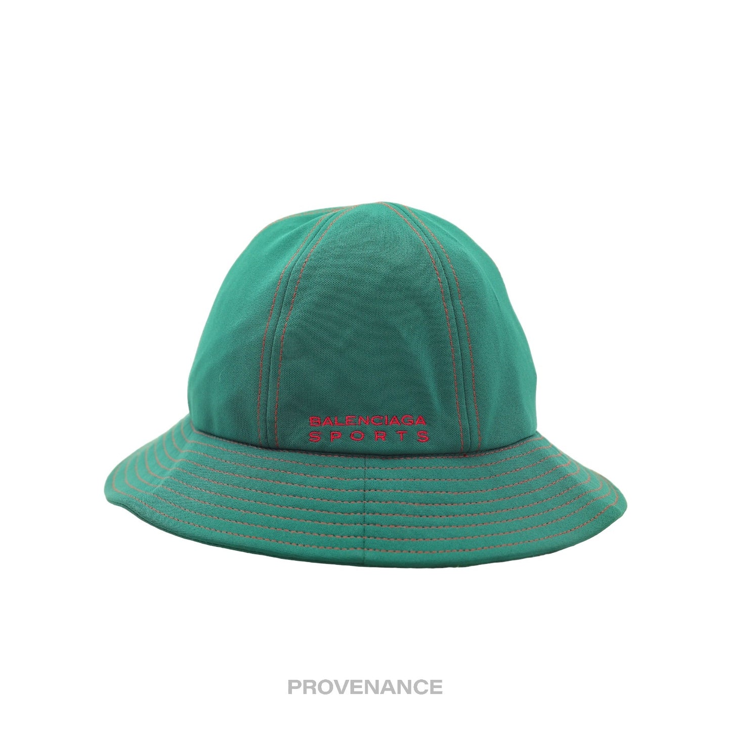 🔴 Balenciaga Sports Logo Embroidered Bucket Hat - Green Red