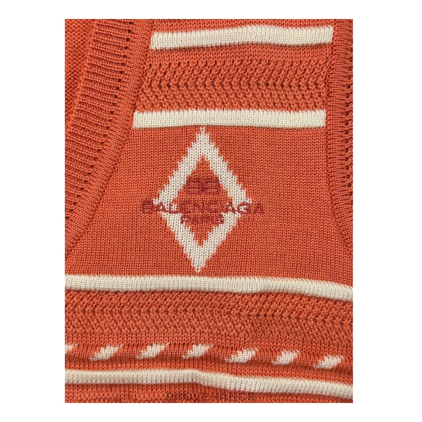 🔴 Balenciaga BB Logo Wool Sweater Vest - Orange/White L