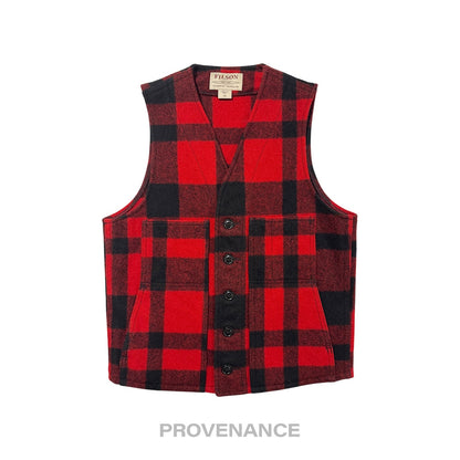 🔴  Filson Mackinaw Wool Vest - Red Black Plaid XS