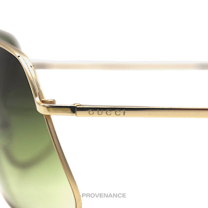 🔴 Gucci Extended Aviator Sunglasses - Brushed Gold