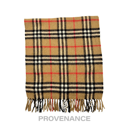 🔴 Vintage Burberrys Scarf Nova Check 100% Cashmere Camel