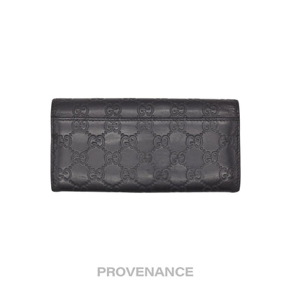 🔴 Gucci Long Wallet - Black Guccissima Leather