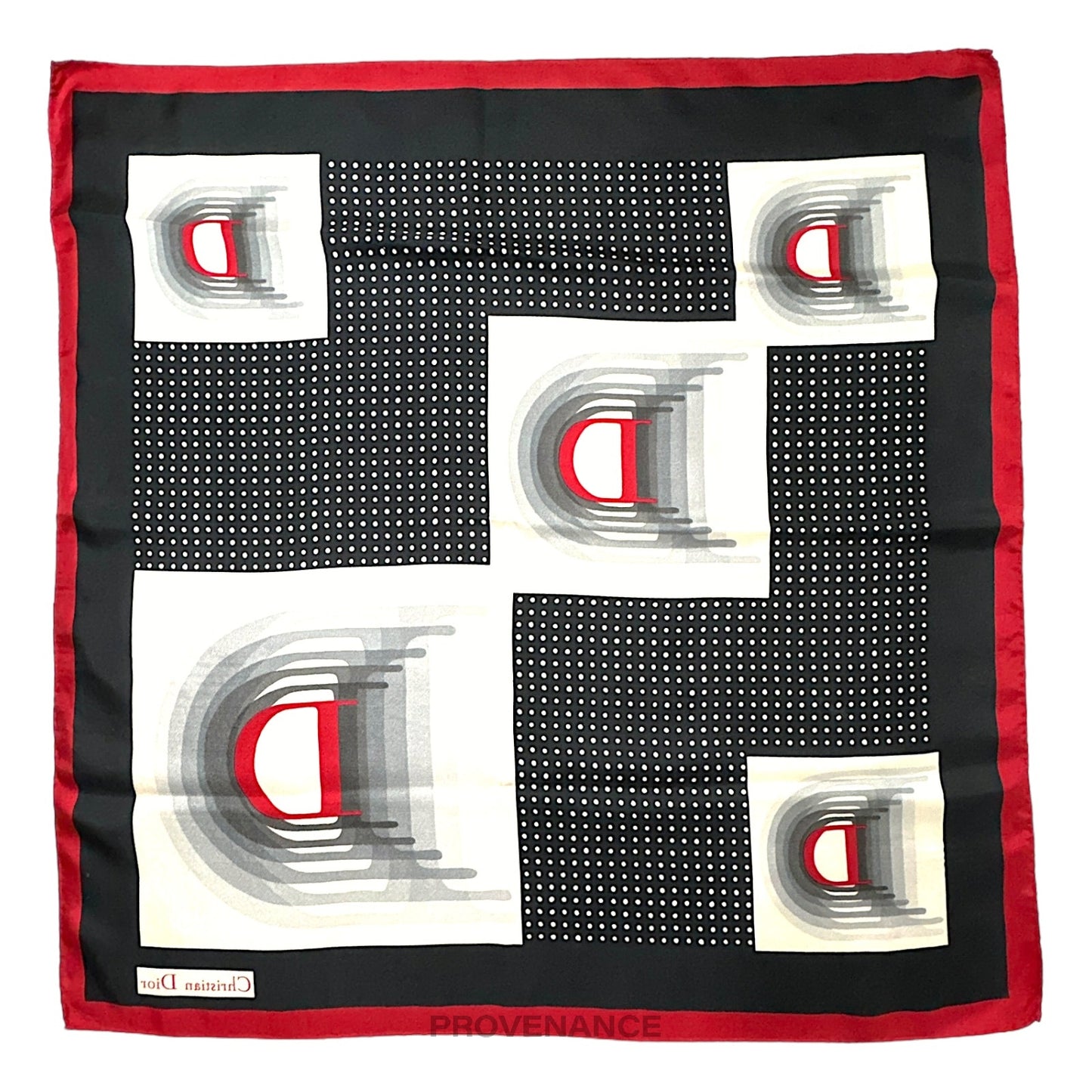 🔴 Christian Dior D Infinity Silk Scarf 75 - Red Black White