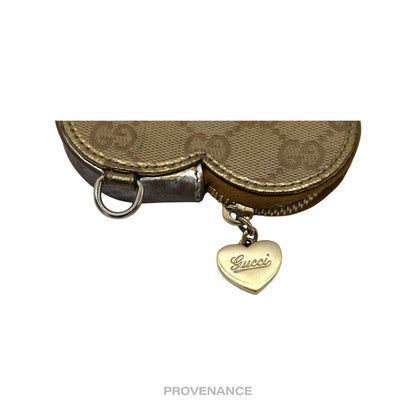 🔴 Gucci GG Canvas Coin Wallet - Bronze Heart Metallic