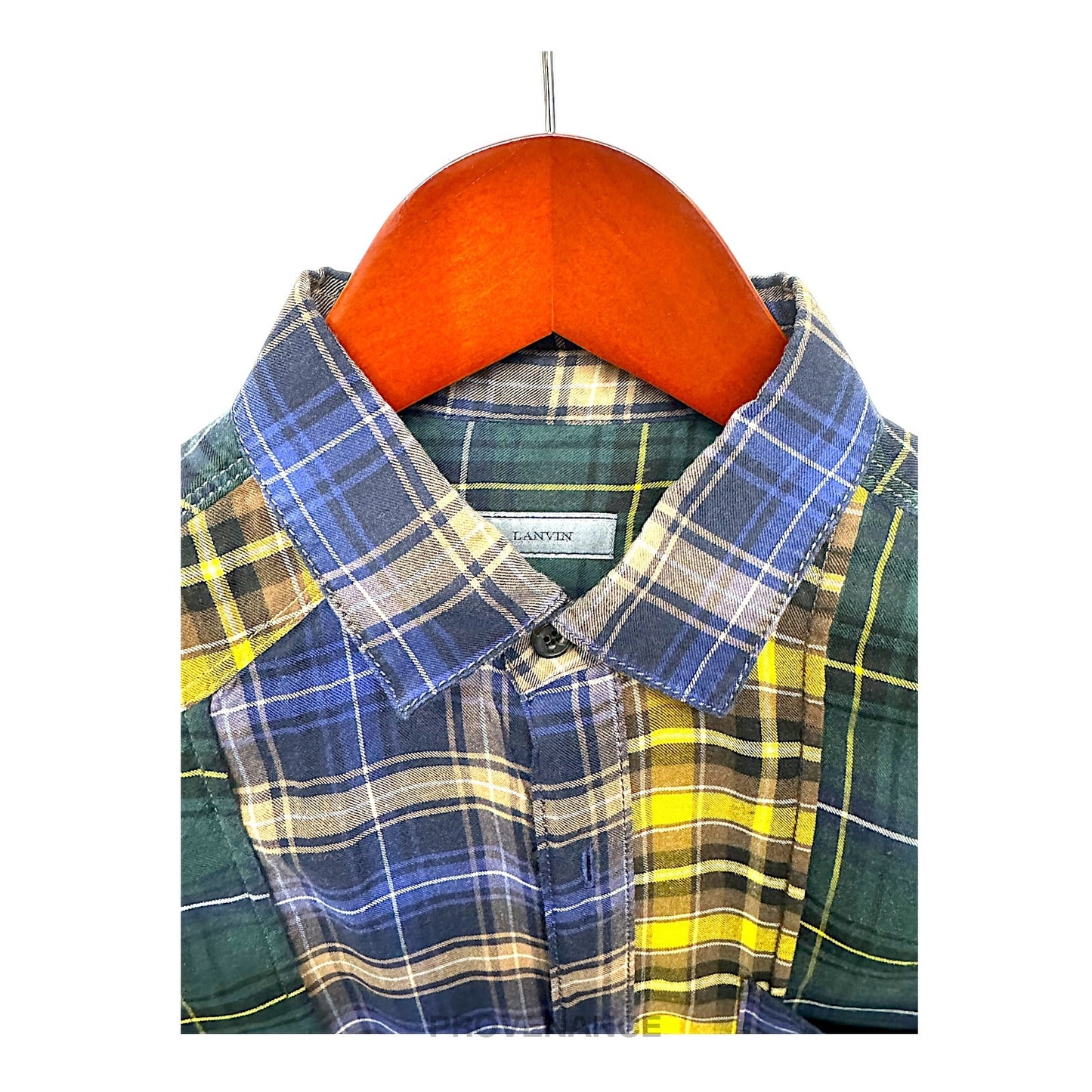 🔴 Lanvin Patchwork Flannel Shirt - Multicolor Plaid 37 14.5