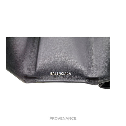 🔴 Balenciaga Logo Trifold Wallet - Black White