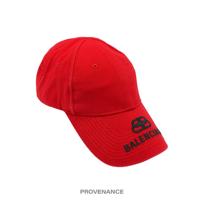 🔴 Balenciaga BB Embroidered Logo Cap - Red Black