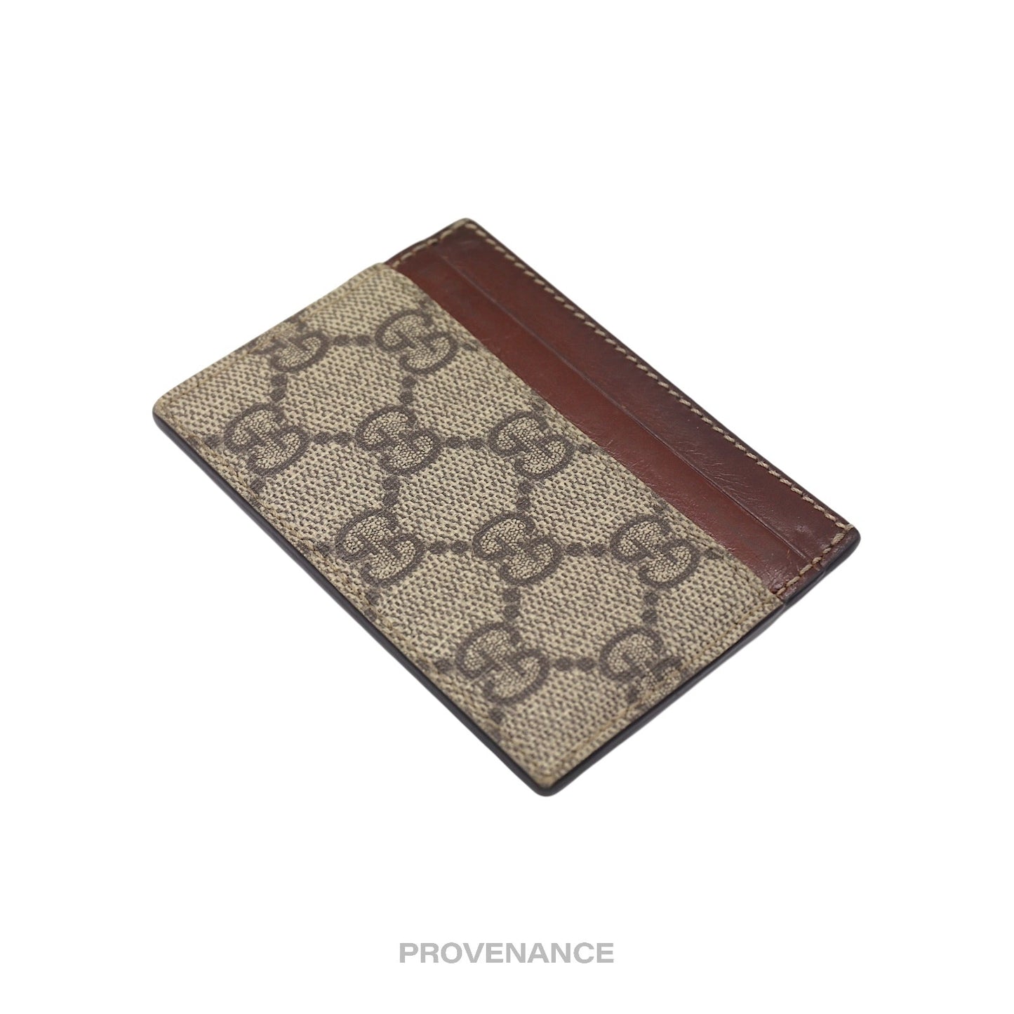 🔴 Gucci GG Supreme Card Holder Wallet - Brown