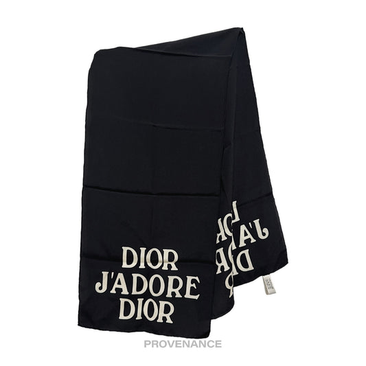 🔴 Christian Dior "J'ADORE DIOR" Silk Scarf - Black 100