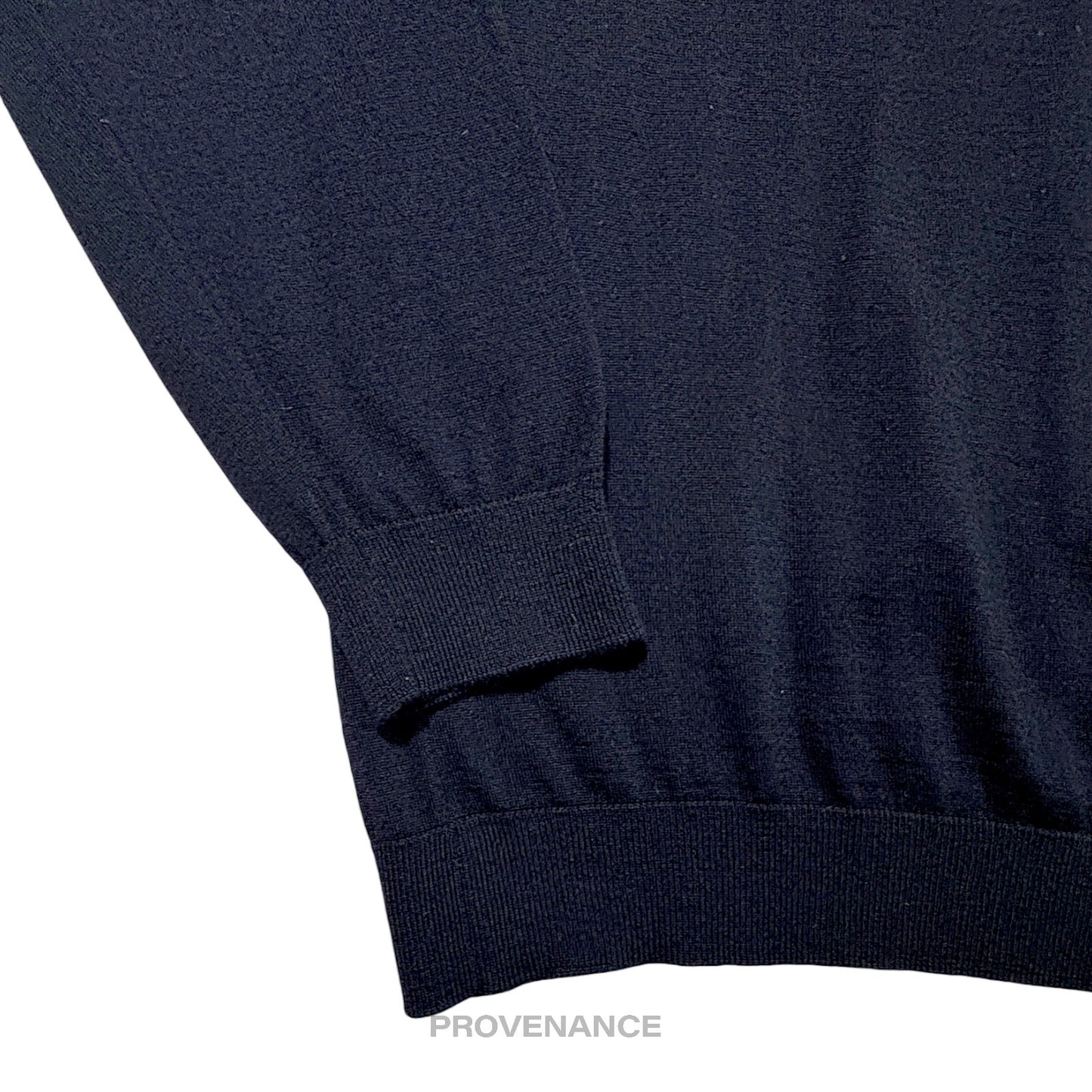 🔴 Lanvin Grosgrain Trim V-Neck Sweater - Navy Merino Wool M