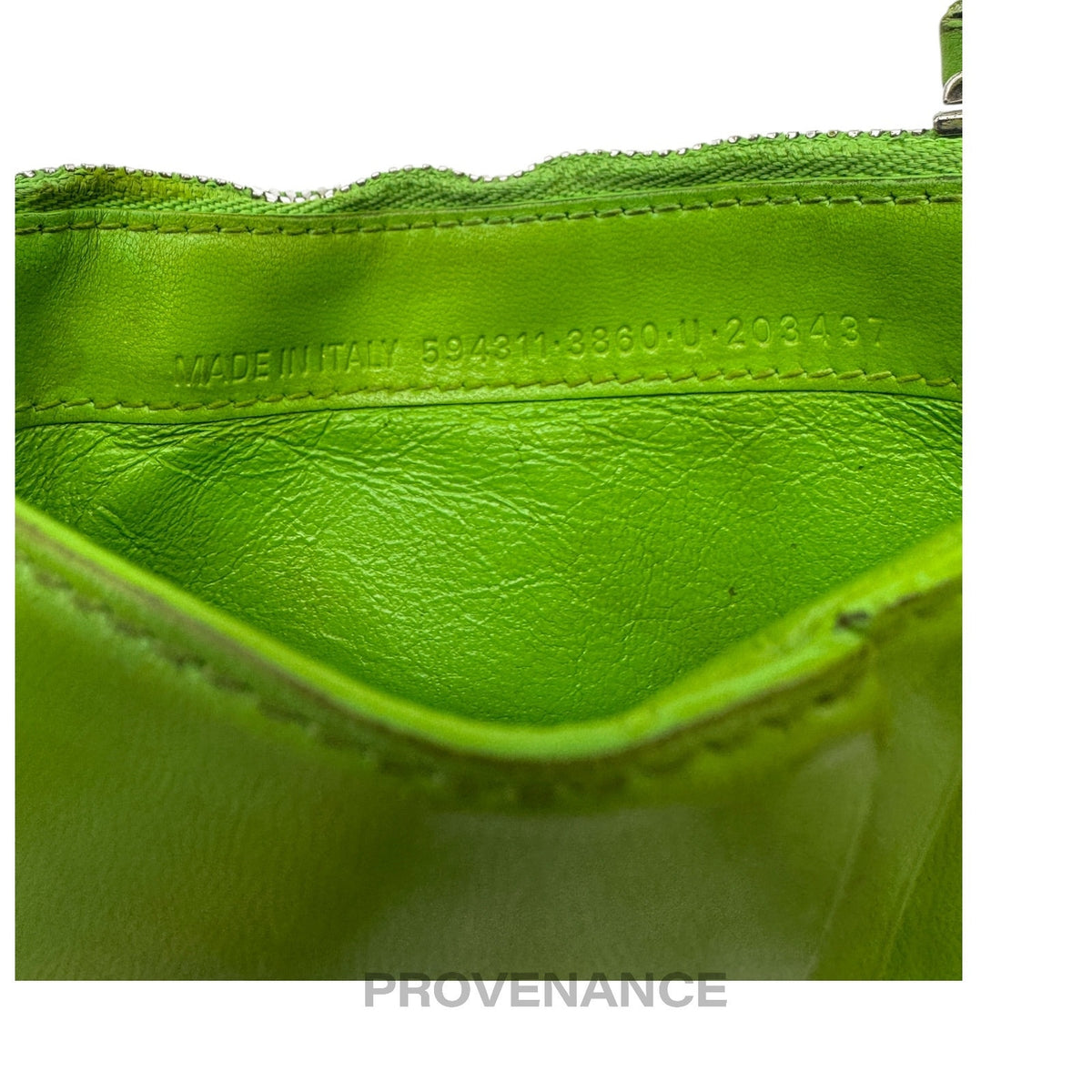 🔴 Balenciaga Logo Fragment Zip Card Wallet - Green Leather