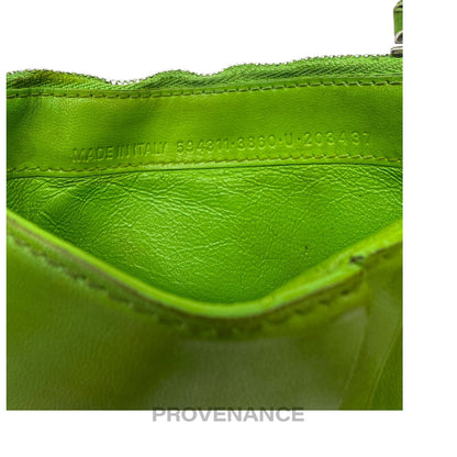 🔴 Balenciaga Logo Fragment Zip Card Wallet - Green Leather