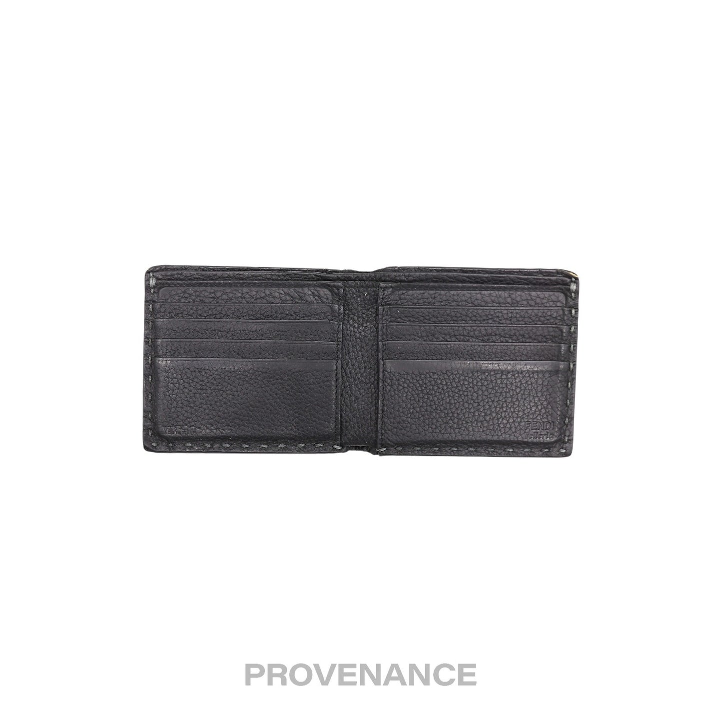 🔴 Fendi Selleria Bifold Wallet - Grey Roman Leather