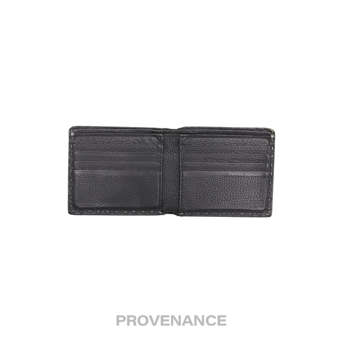 🔴 Fendi Selleria Bifold Wallet - Grey Roman Leather