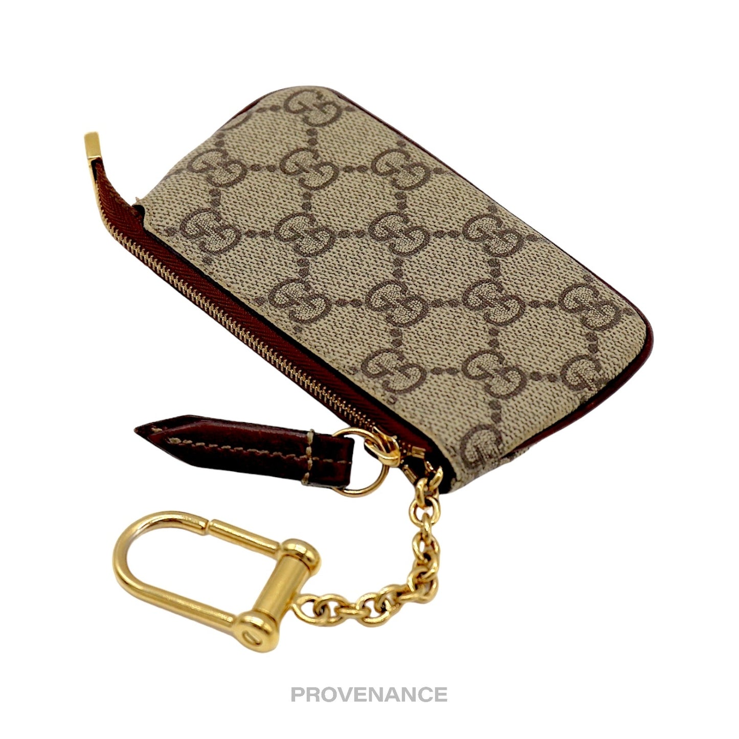 🔴 Gucci Key Pouch Cles - GG Supreme Brown