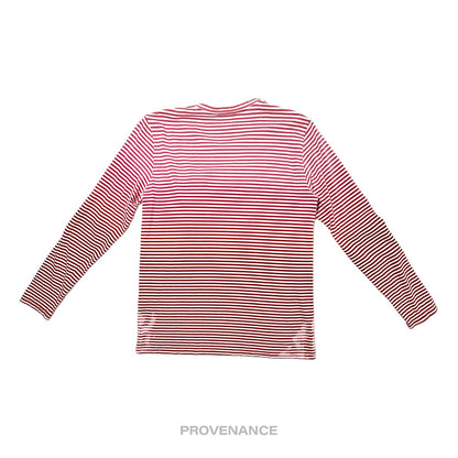 🔴 Balmain Striped Long Sleeve T-Shirt - Red White