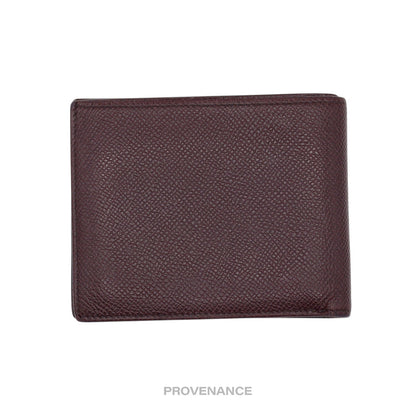 🔴 Hermes Citizen Twill Compact Wallet - Bordeaux Epsom