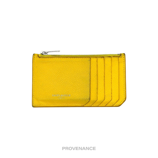 🔴 Saint Laurent Paris SLP Fragment Zip Card Wallet - Yellow