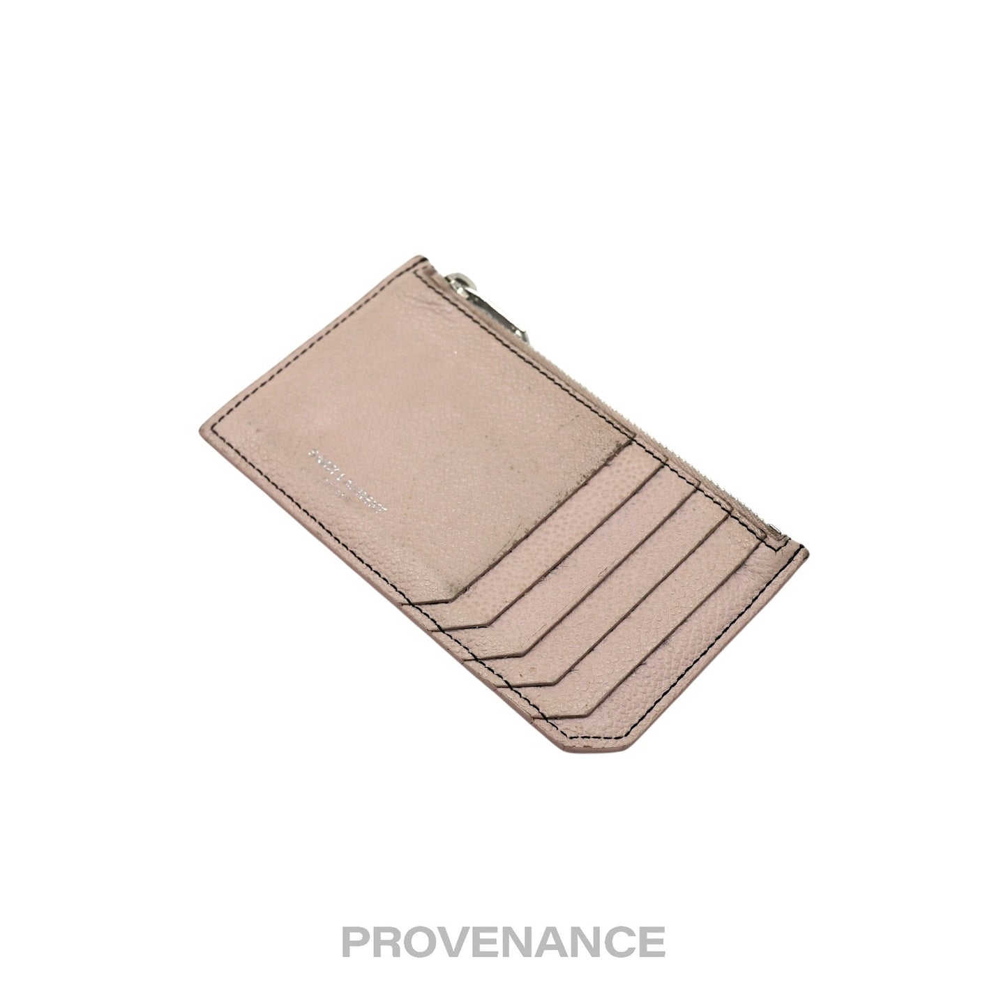 🔴 Saint Laurent Paris SLP Fragment Zip Card Wallet - Powder Pink