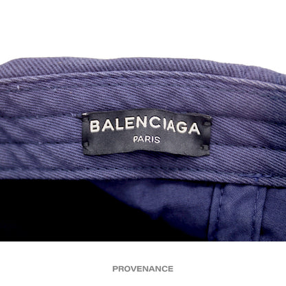 🔴 Balenciaga Embroidered Logo Cap - Washed Navy