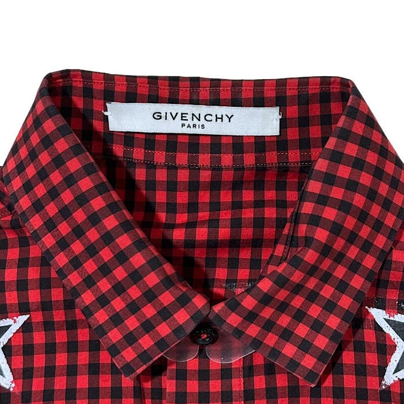 🔴 Givenchy Stars Shirt - Red/Black Check Cotton 38