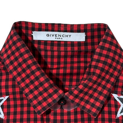 🔴 Givenchy Stars Shirt - Red/Black Check Cotton 38