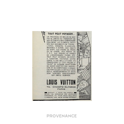 🔴 Louis Vuitton Antique Vintage Newsprint Ad - Travel Trunk