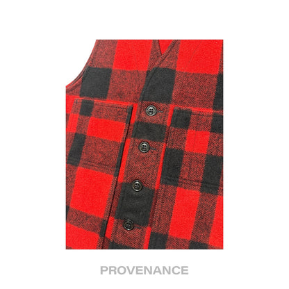 🔴  Filson Mackinaw Wool Vest - Red Black Plaid XS