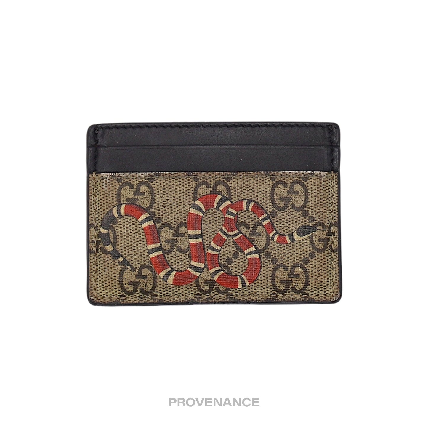 🔴 Gucci GG Supreme Card Holder Wallet - Kingsnake Brown