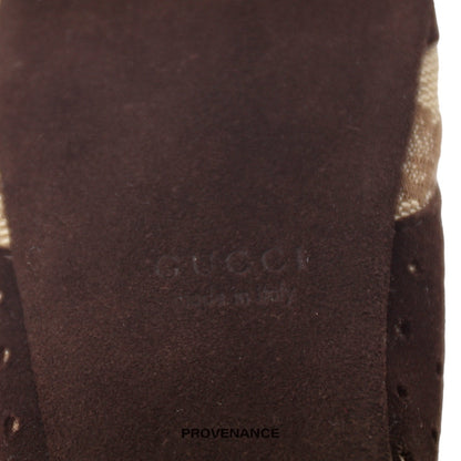 🔴 Gucci GG Canvas Suede Velcro Runner Infant - Brown