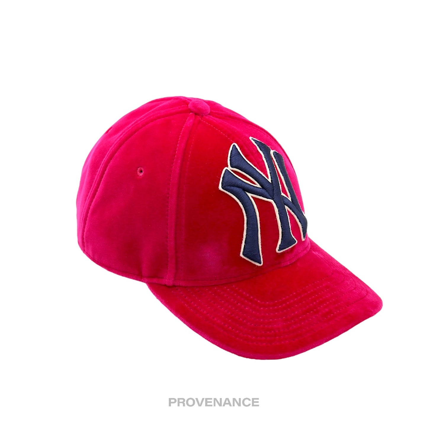 🔴 Gucci x NY Yankees Embroidered Hat Cap - Pink Velour