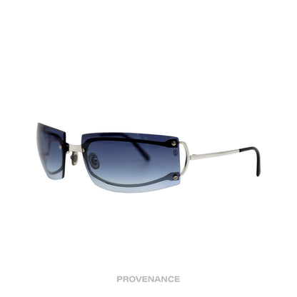 🔴 Cartier C Decor Shield Sunglasses - Platinum Blue