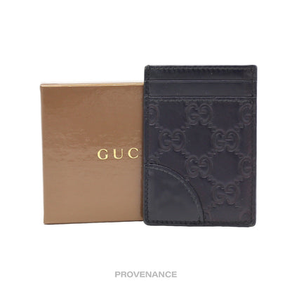 🔴 Gucci Card Holder Wallet - Black Guccissima Leather