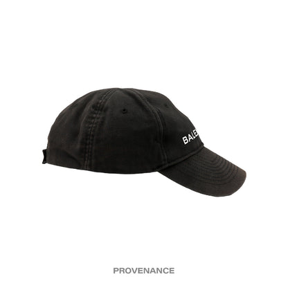 🔴 Balenciaga Embroidered Logo Cap - Washed Black