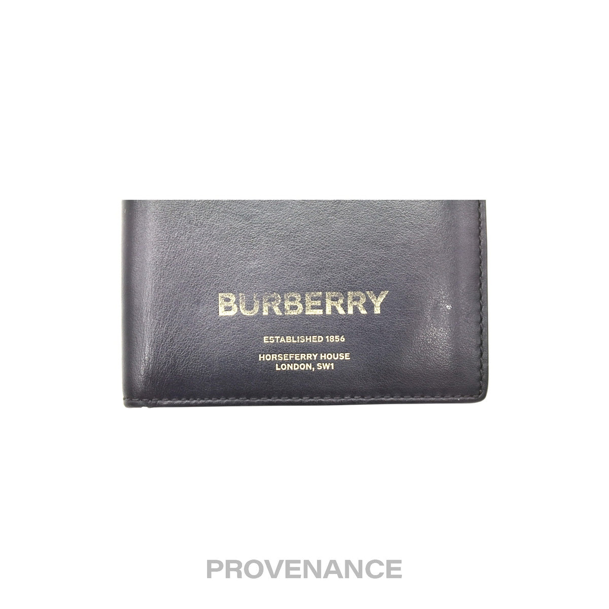 🔴 Burberry Address Logo Bifold Wallet - Black Leather
