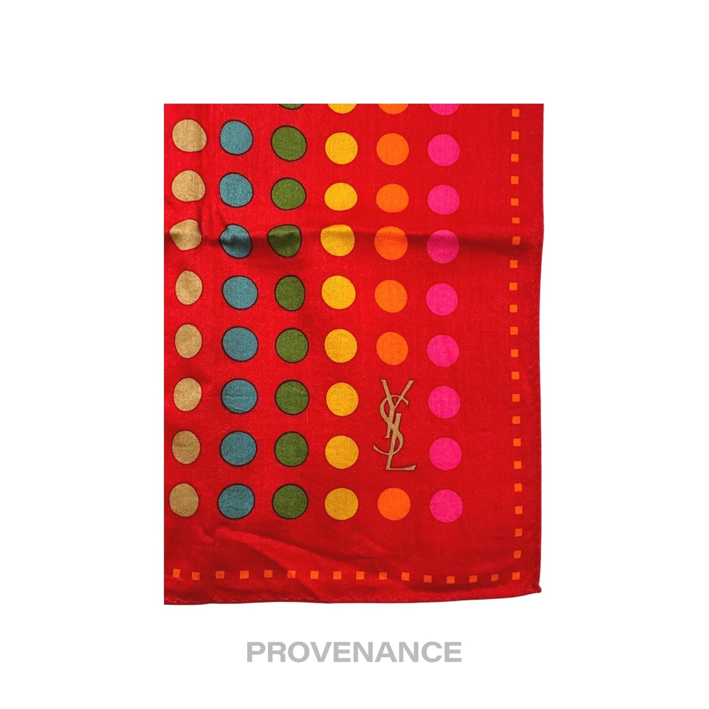 🔴 Yves Saint Laurent YSL Handkerchief Scarf 50 - Red Dot