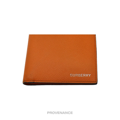 🔴 Burberry Logo 8CC Bifold Wallet - Orange Grained Leather