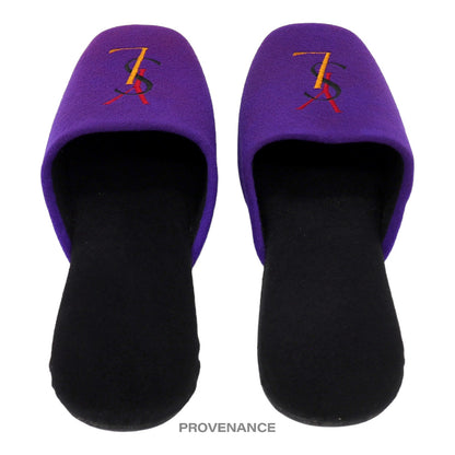 🔴 Yves Saint Laurent YSL Logo Slipper - Purple Velour