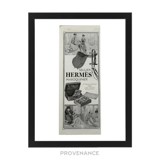 🔴 Hermes Antique Vintage Newsprint Ad - SELLIER MAROQUINIER