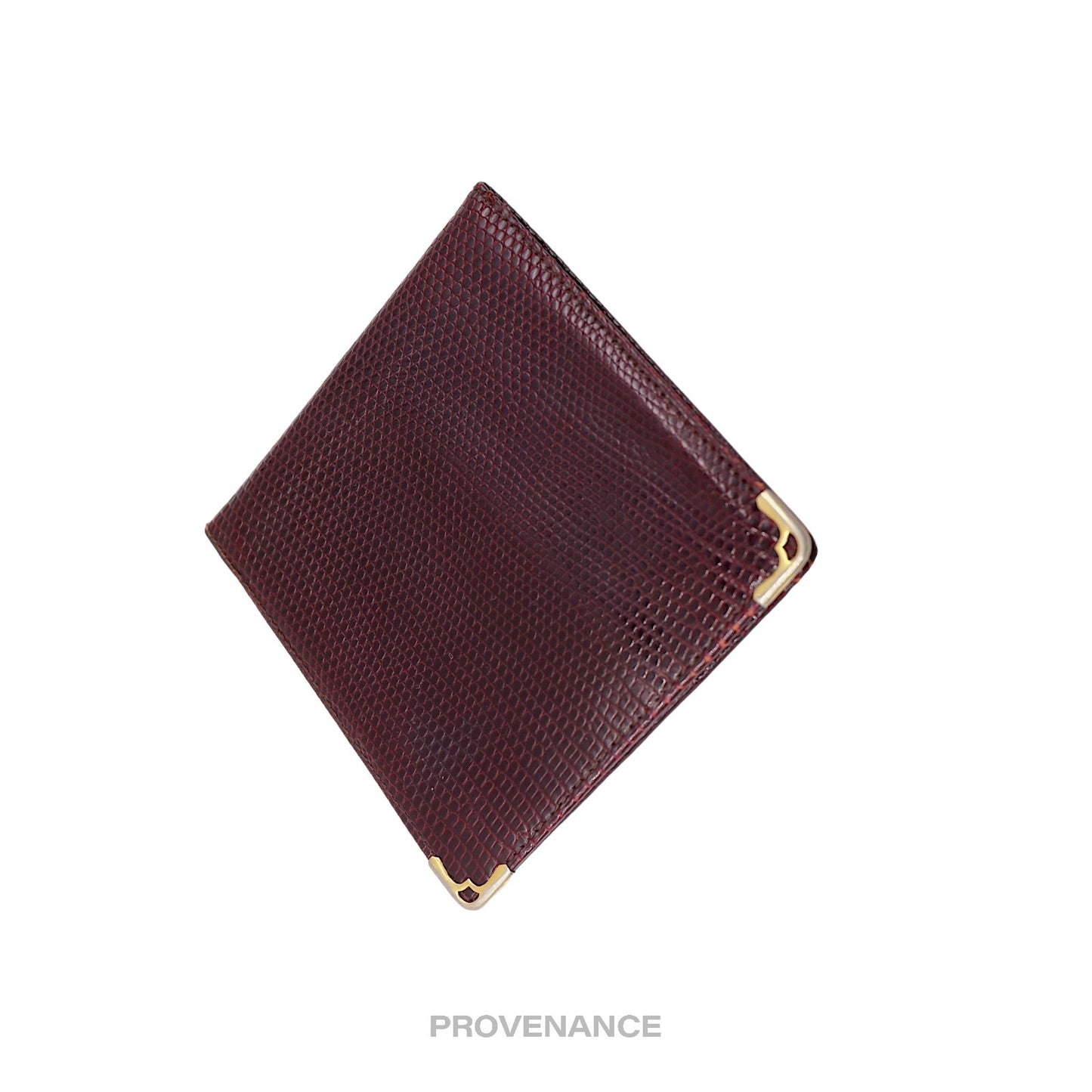 🔴 Cartier Wave Bifold Wallet - Burgundy Lizard Leather