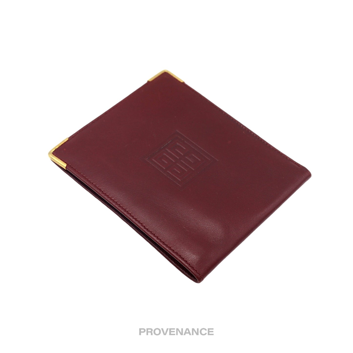 🔴 Givenchy Logo Bifold Wallet - Burgundy Leather