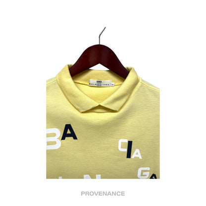 🔴 Balenciaga Letter Spellout Polo Shirt - Yellow Pique