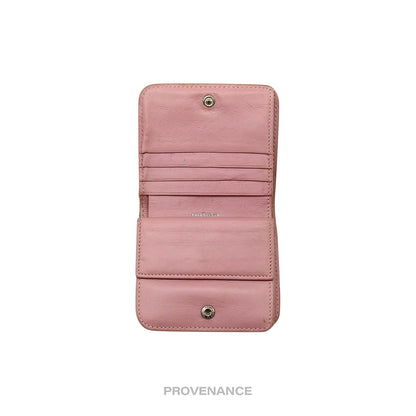 🔴 Balenciaga Logo Snap Wallet - Powder Pink Leather