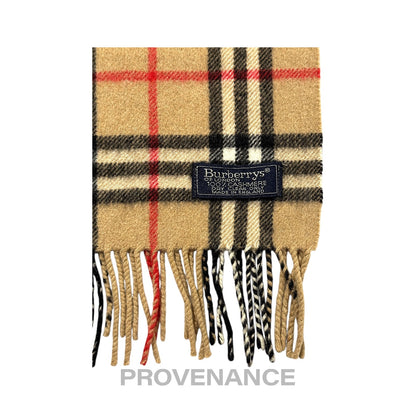 🔴 Vintage Burberrys Scarf Nova Check 100% Cashmere Camel