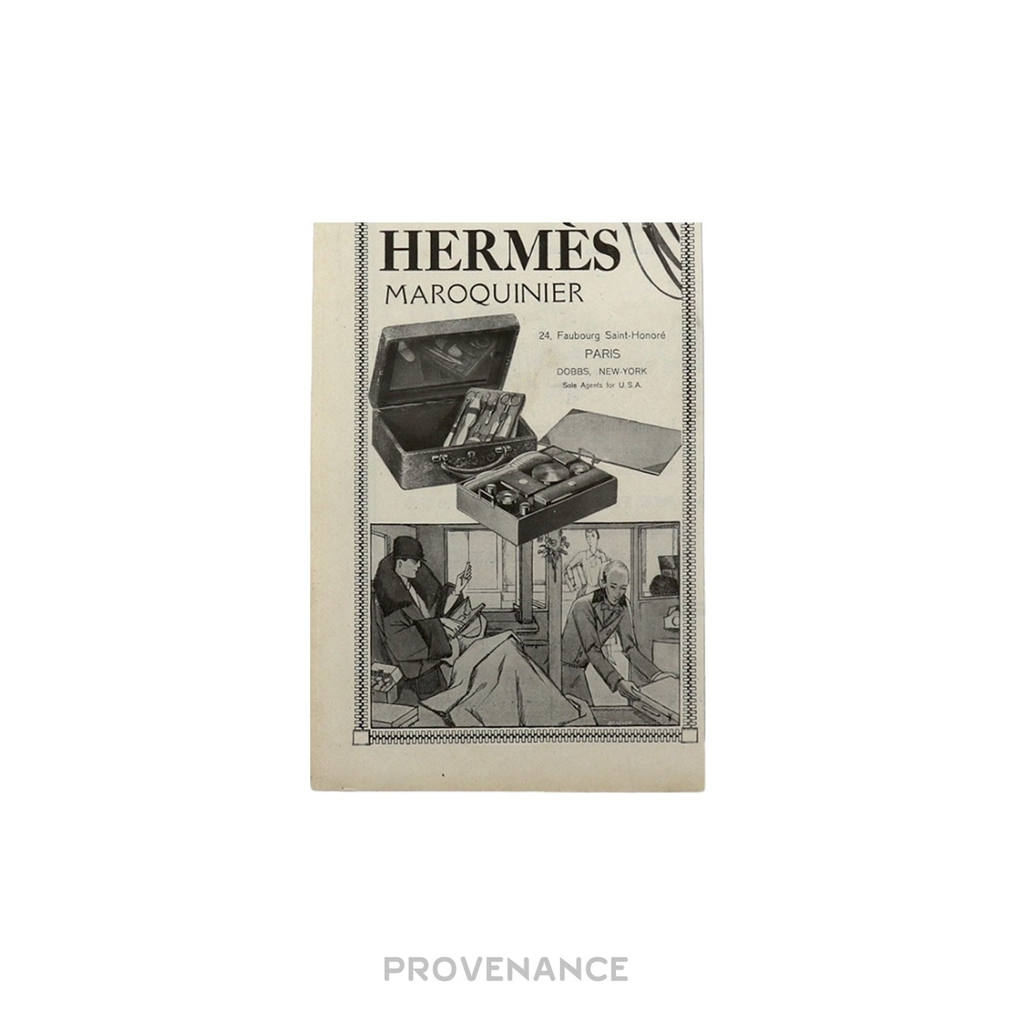 🔴 Hermes Antique Vintage Newsprint Ad - SELLIER MAROQUINIER