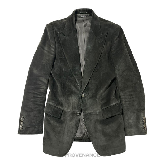 🔴 Gucci Heavy Suede Peak Lapel Coat Tom Ford - Black 46 36
