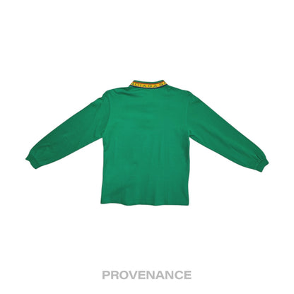 🔴 Balenciaga Sports Pique Polo Shirt - Green Embroidered M