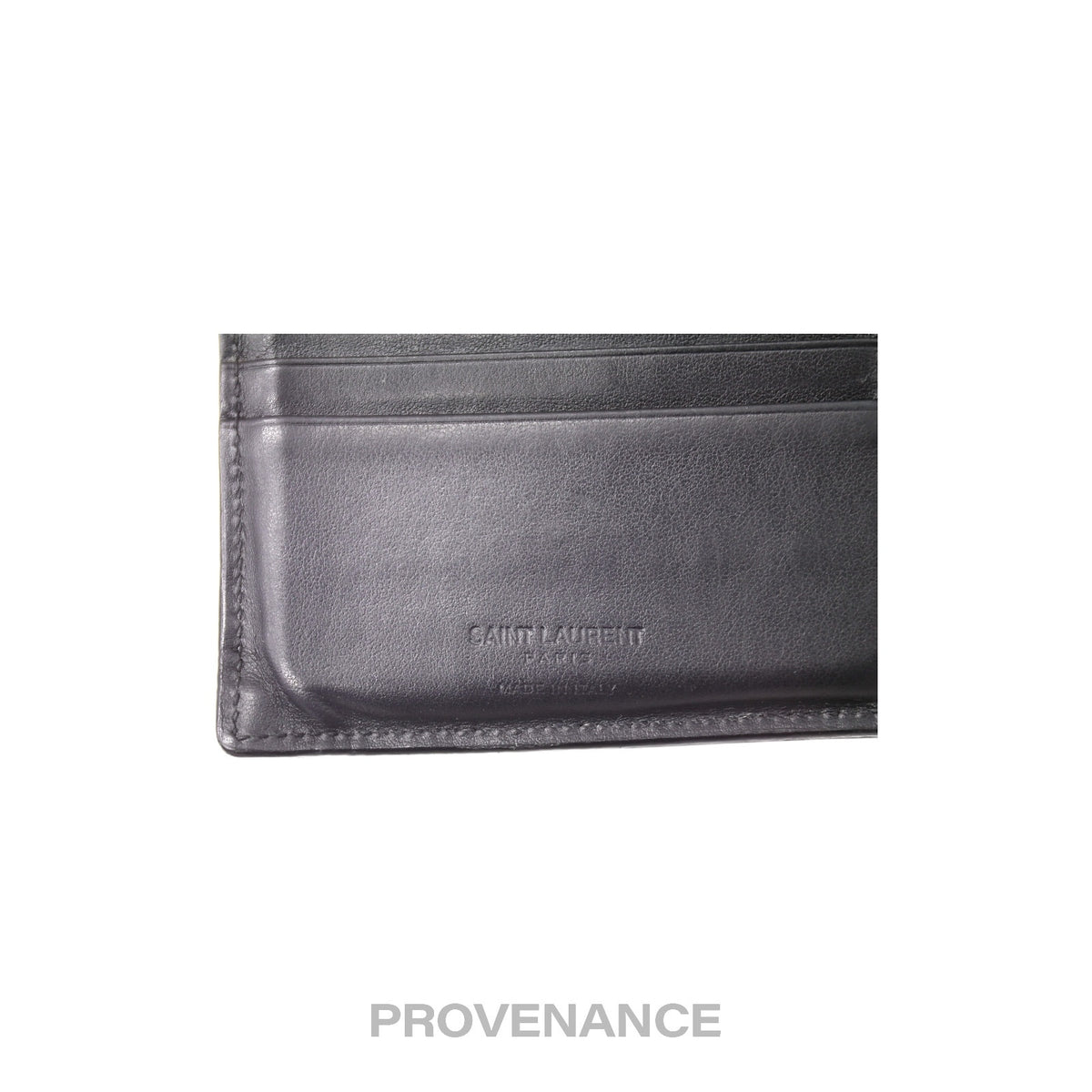 🔴 Saint Laurent Paris SLP Logo Bifold Wallet - Black