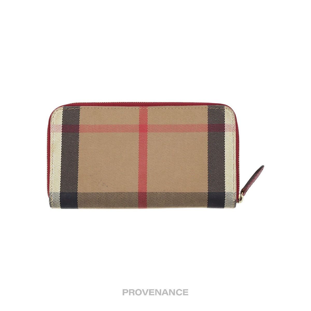 🔴 Burberry Logo Zip Long Wallet - Red Nova Check